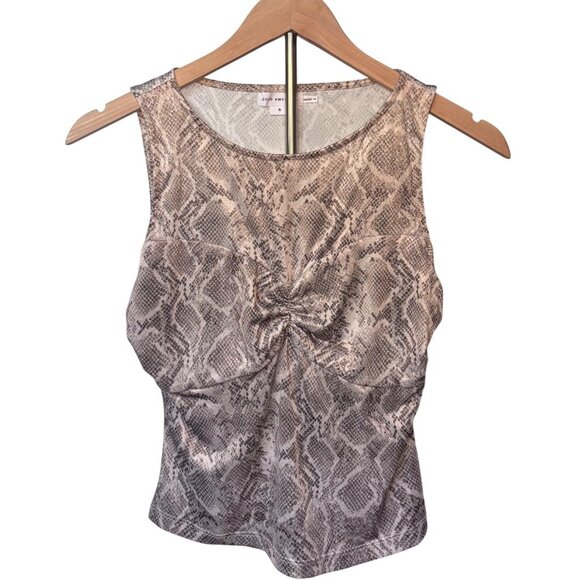 Good American Slinky Jersey Ruched Tank Top- Snakeskin Print, Size S NEW WITH TA - Picture 3 of 16